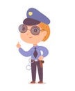 Kid as police officer. Cute little boy with professional occupation vector illustration. Happy child as policeman Royalty Free Stock Photo