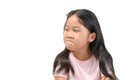 Kid Asian girl face expression envy, jealous isolated Royalty Free Stock Photo