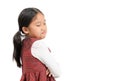 Kid Asian girl face expression envy, jealous isolated Royalty Free Stock Photo