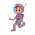 Kid Astronaut in Outer Space Suit, Cute Boy Playing Astronauts, Space Tourist Character Cartoon Style Vector Royalty Free Stock Photo