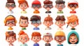Kid avatar set includes 3D school teen boy girl cartoon character, modern young child face icon, happy student team Royalty Free Stock Photo