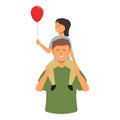 Kid with balloon on father shoulders icon cartoon vector. Family parent day Royalty Free Stock Photo