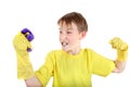 Kid with Bath Sponge Royalty Free Stock Photo