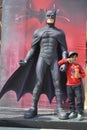 Kid with Batman statue at Ramoji film city, hyderabad Royalty Free Stock Photo