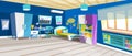 Kid bedroom with boy, children`s bedroom with furniture Royalty Free Stock Photo