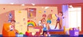 Kid bedroom interior with boys character vector