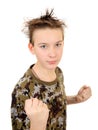 Kid in Boxer Pose Royalty Free Stock Photo