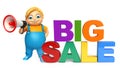 Kid boy with Bigsale sign & Loud speaker Royalty Free Stock Photo