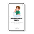 kid boy brushing teeth vector Royalty Free Stock Photo