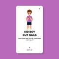 kid boy cut nails vector