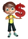 Kid boy with dollar Royalty Free Stock Photo