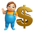 Kid boy with dollar sign Royalty Free Stock Photo