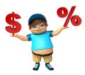 Kid boy with Dollar sign & percentage sign Royalty Free Stock Photo