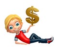 Kid boy with Doller sign Royalty Free Stock Photo