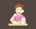 Kid boy eat vector illustration