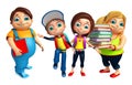 Kid boy and girl with School bag & Books Royalty Free Stock Photo