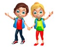 Kid boy and girl with School bag Royalty Free Stock Photo