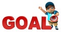 Kid boy with Goal sign & Loud speaker Royalty Free Stock Photo