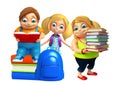 Kid boy and Kid girl with book stack Royalty Free Stock Photo