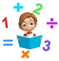 Kid boy with Math sign and book Royalty Free Stock Photo