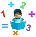 Kid boy with Math sign and book Royalty Free Stock Photo