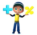 Kid boy with Math sign Royalty Free Stock Photo