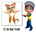 Kid boy pointing Cat Royalty Free Stock Photo