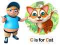 Kid boy pointing Cat Royalty Free Stock Photo