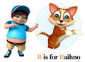 Kid boy pointing Cat Royalty Free Stock Photo