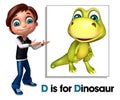 Kid boy pointing Dinosaur