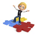 Kid boy with puzzel Royalty Free Stock Photo