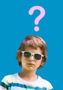 Kid Boy with question mark Royalty Free Stock Photo