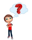 Kid boy with Question mark sign Royalty Free Stock Photo