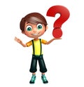 Kid boy with question mark sign Royalty Free Stock Photo