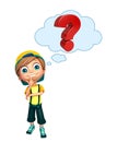 Kid boy with Question mark sign Royalty Free Stock Photo