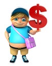 Kid boy with School bag & Dollar sign Royalty Free Stock Photo