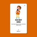 Kid Boy Sing Song Microphone In Karaoke Vector Royalty Free Stock Photo