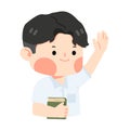 Kid Boy student Raising Hand cartoon