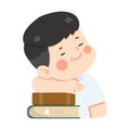 Kid boy students sleep pile stack book Royalty Free Stock Photo