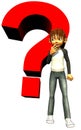 Kid boy teen human with a red question mark Royalty Free Stock Photo