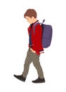 Kid boy walking to school with backpack side view. Child vector illustration isolated on white background Royalty Free Stock Photo