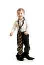 Kid boy weared father shoes Royalty Free Stock Photo