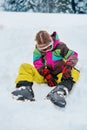 Kid buckling ski boots Royalty Free Stock Photo