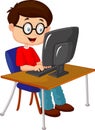 Kid cartoon with personal computer