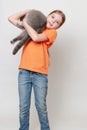 Kid and cat Royalty Free Stock Photo