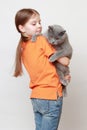 Kid and cat Royalty Free Stock Photo