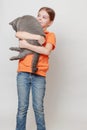 Kid and cat Royalty Free Stock Photo