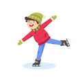 Kid character skates. Winter holiday activities. Children character