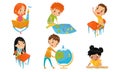 Kid Characters Coming Back To School Vector Illustration