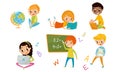 Kid Characters Coming Back To School Vector Illustration